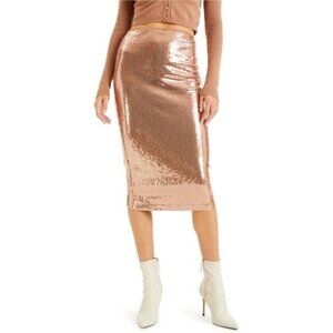 I.N.C Womens Sequin Pencil Skirt, Beige, NWT